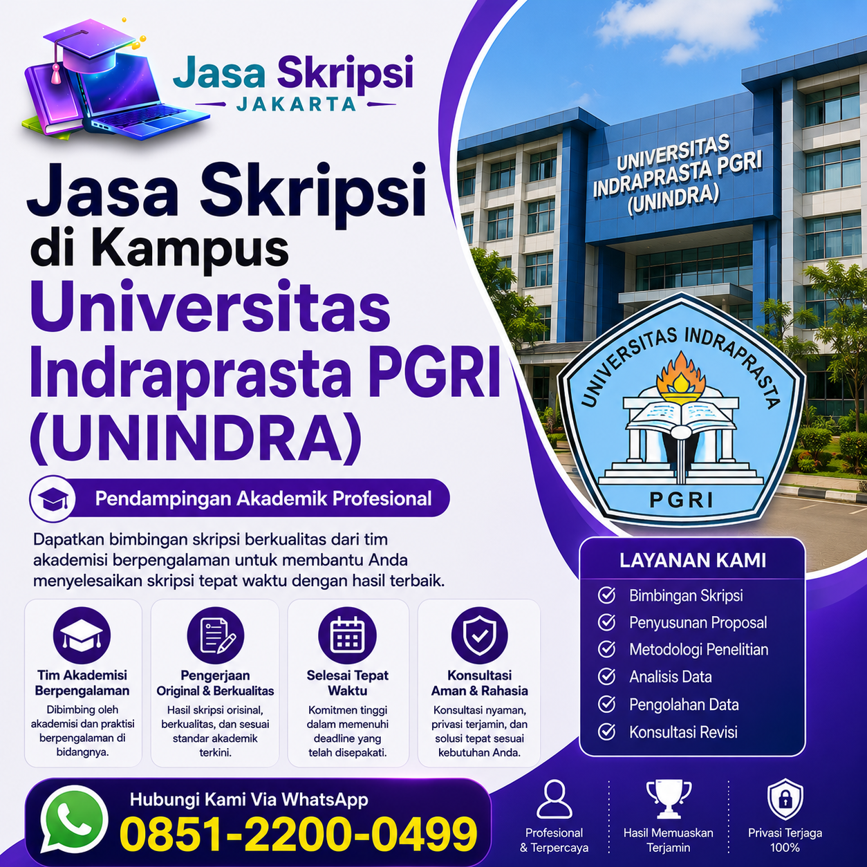 Jasa Skripsi di Kampus Universitas Indraprasta PGRI (UNINDRA) | Pendampingan Akademik Profesional